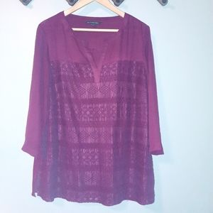 Zac & Rachel Lace Panel Blouse, Sz 2X